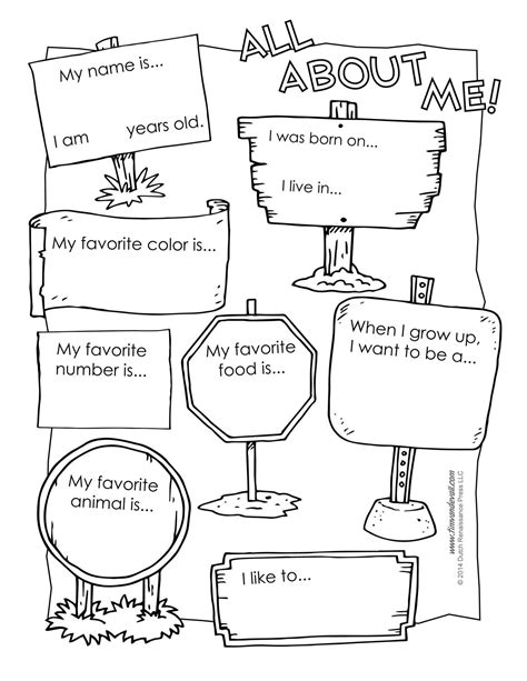 Printable All About Me Worksheets