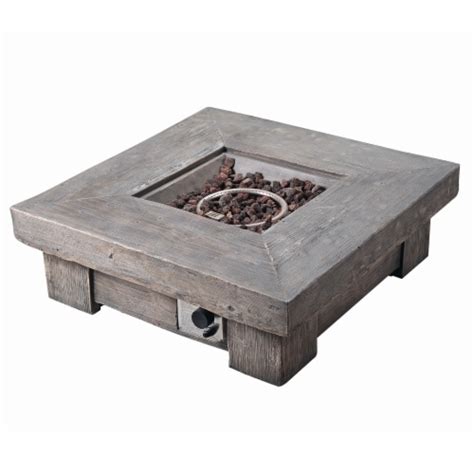 Teamson Home Outdoor Square Wood Like Propane Gas Fire Pit For Garden