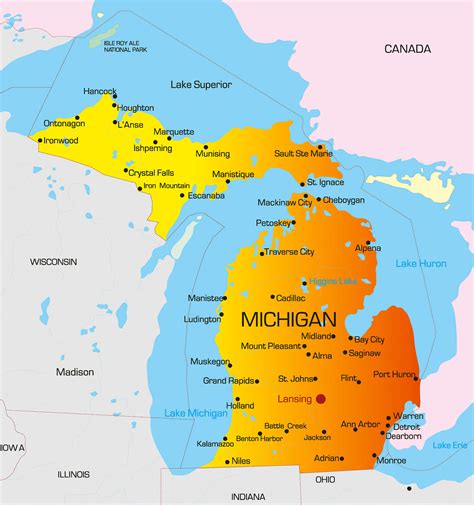Michigan State Map With Cities