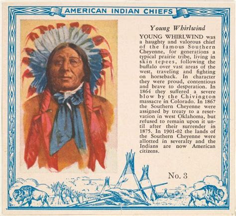 Young Whirlwind Southern Cheyenne Chief American Indian Chiefs Card No 3 Red Man Chewing