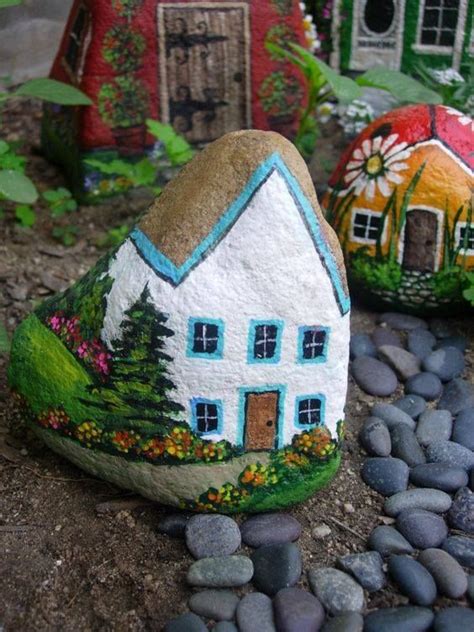 Painted Rocks As Fairy Houses For Garden Pictures Photos And Images