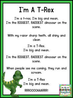 I'm A T-Rex poem! Great poem for a dinosaur unit! Dinosaur poem! Click