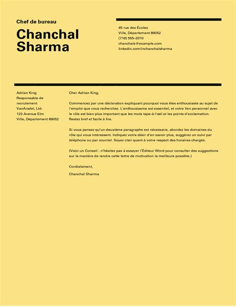 Lettre de motivation de conception suisse