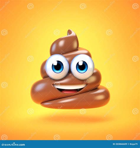 Poop Emoji Isolated On Yellow Background Poo Emoticon 3d Rendering