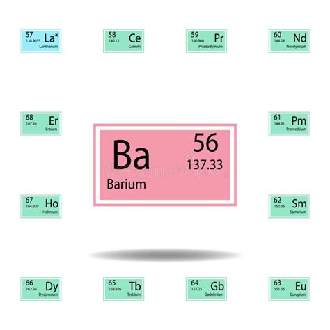 Periodic Table Element Barium Color Icon Set Of Chemical Sign Color
