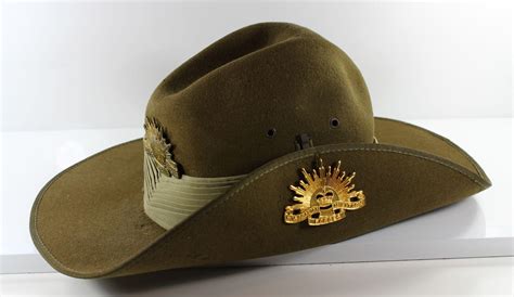 Lot Australian Army Issue Slouch Hat With Replica Wwii Surplus Cap