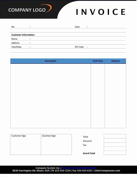 Word Document Invoice Template Invoice Template Free Invoice Printable Invoice Template