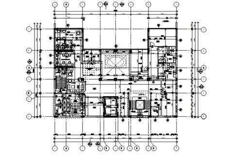 First Floor Plan Of Commercial Building In Detail Autocad Drawing Dwg
