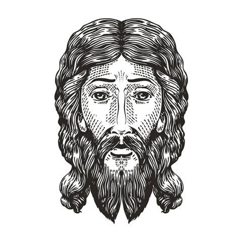 Rostro De Jesús Dibujado A Mano Vector Gráfico Vectorial © Biblebox
