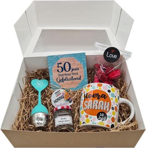 Giftset 50 Jaar Sarah 50 Jaar Thee Mok Onderzetter Cadeau