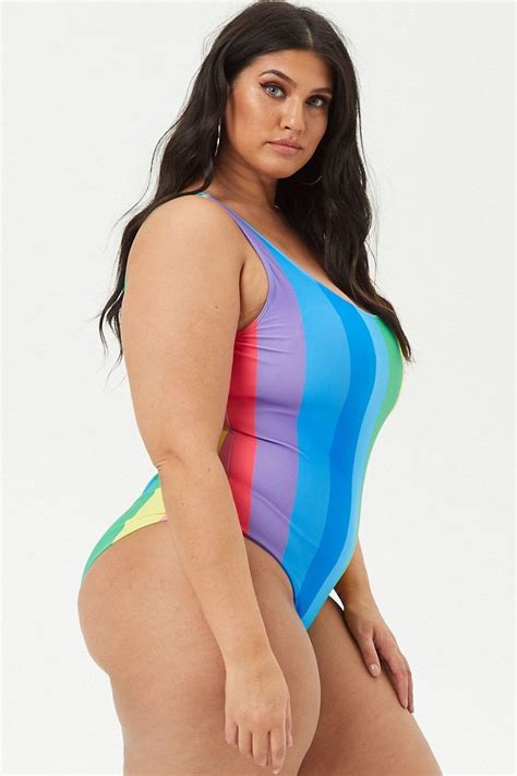 Plus Size Multistriped One Piece Swimsuit Forever 21 Plus Size