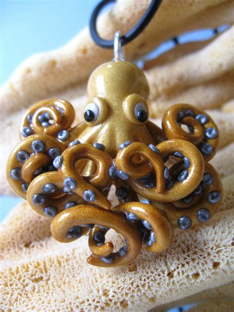 Golden Octopus Polymer Clay Pendant By Crazy Fae On Deviantart