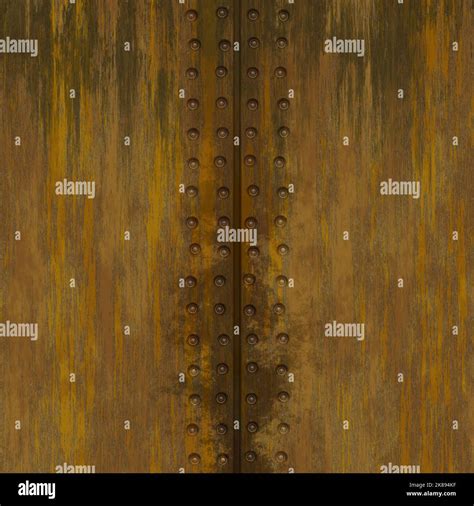 Rusty Riveted Metal Plate Wall Covering Seamless Texture Rusty Color