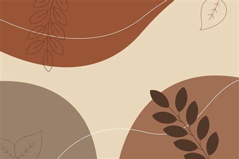 Light Brown Pastel Abstract Wavey Background With Leaves 16120251