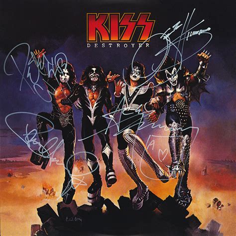 Kiss Band Signed Destroyer Album Artist Signed Collectibles And Ts