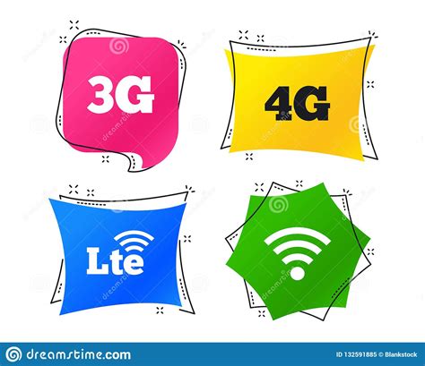 Mobile Telecommunications Icons 3g 4g And Lte Vector Stock Vector