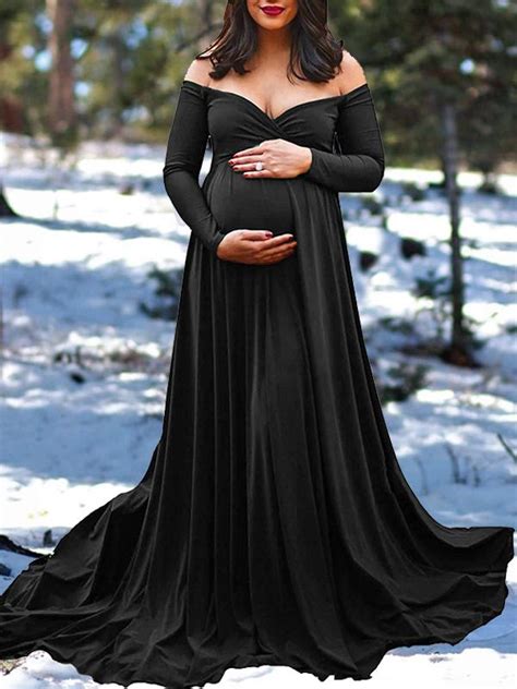 Pregnancy And Maternity Elegence Shoulderless Maternity Shoot Dress Cute