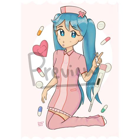 Hatsune Miku Nurse Print 46 Nurse Miku Poster Vocaloid Etsy