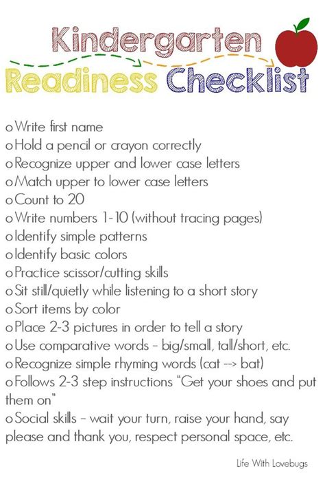 Getting Ready for Kindergarten - Printable Checklist | Kindergarten