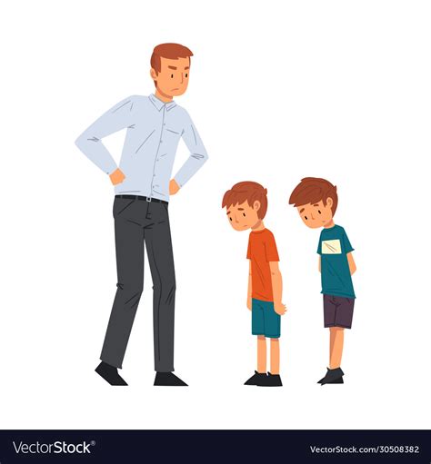 Angry Father Scolding His Naughty Sons Royalty Free Vector