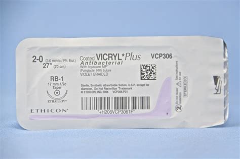 Ethicon Suture Vcp306h 2 0 Vicryl Plus Antibacterial Violet 27 Rb