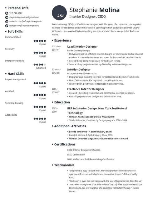 Sample fashion designer resume cover letter template. interior design resume example template initials ...