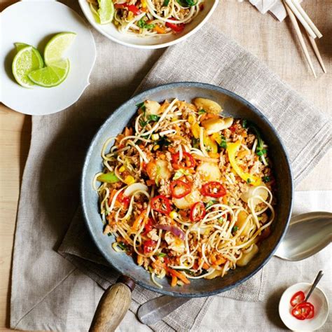 Add bell pepper, carrot, celery, green onion, and mushrooms to wok. SW recipe: Chinese pork and noodle stir-fry - Best ...