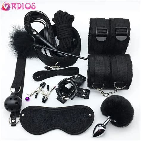 10pcs Adult Handcuffs Ball Whip Kit Bondage Set Couple Sm Sex Toy Adult Games Sex Toys Handcuffs