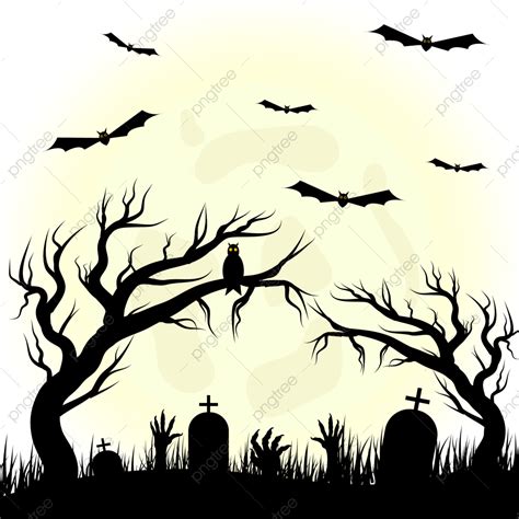 Scary Graveyard Vector Design Images Halloween Dark Theme Graveyard