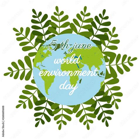 World Environment Day In Flat Style On Green Background Nature Logo
