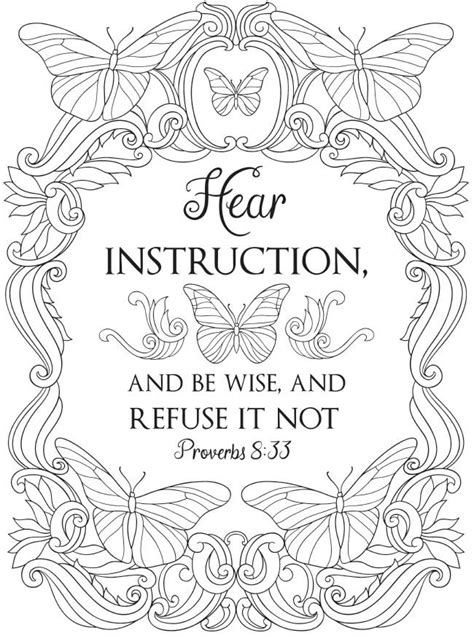 Enjoy these free printable bible coloring pages, coloring sheets and coloring book pictures. Page 1 of 6 INSPIRING PROVERBS a Creative Haven Coloring ...