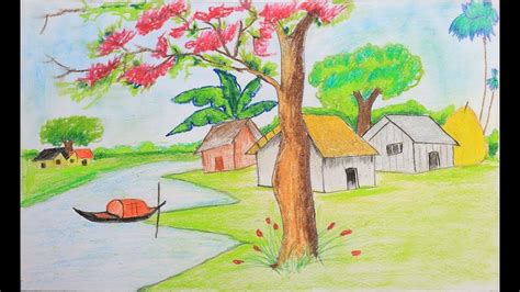 Beautiful Spring Season Drawing How To Draw Beautiful Scenery Of