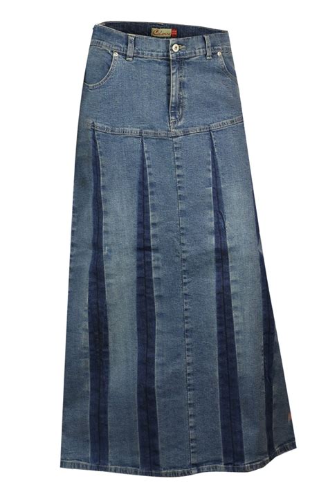 Buy A Line Denim Skirt For Women With Pleats Ankle Length Skirts Long