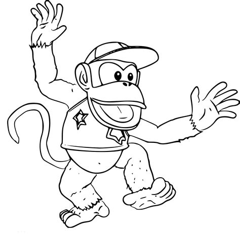 Diddy Kong Coloring Page Free Printable Coloring Pages On Coloori
