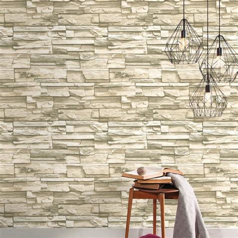 Stacked Stone Peel And Stick Wallpaper Roommates Decor