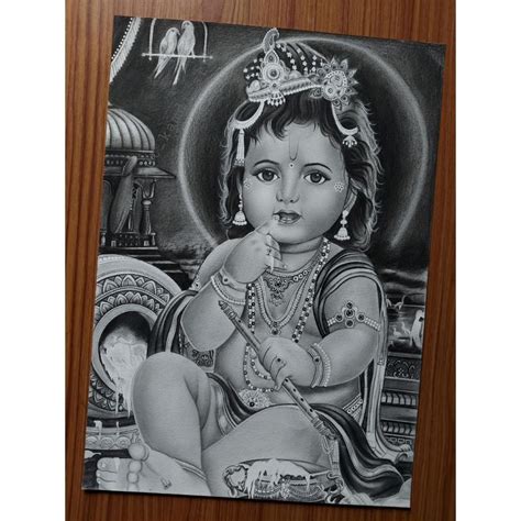 Viciniti Realastic Pencil Portrait Of Lord Krishna