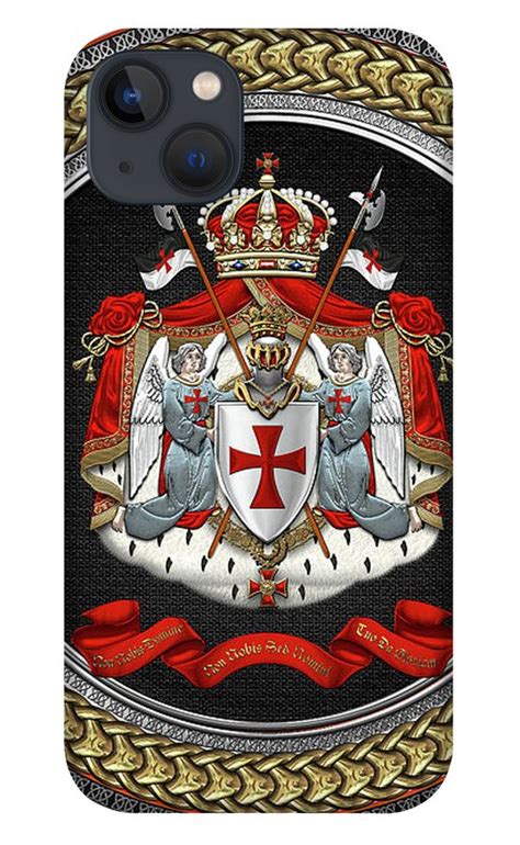 knights templar coat of arms special edition over red leather iphone 13 case by serge averbukh