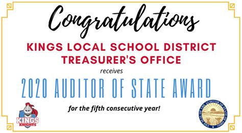 Kings Receives Auditor Of State Award For Fifth Year In A Row