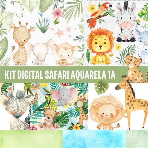 Kit Digital Safari Aquarela 2 Elo7 Produtos Especiais