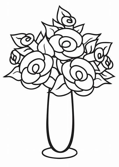 Vase Coloring Flower Thin Tall Clipart Dibujos
