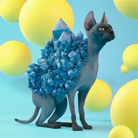 Bk01 Art Diamond Cat Blue Wallpaper