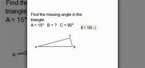 The two unknown angles, including angle c are equal. How to Find a missing angle inside of a triangle « Math :: WonderHowTo