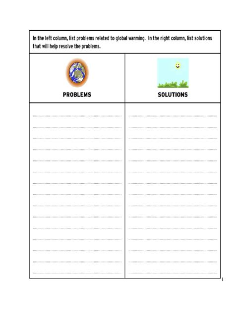 Problem and solution worksheet
