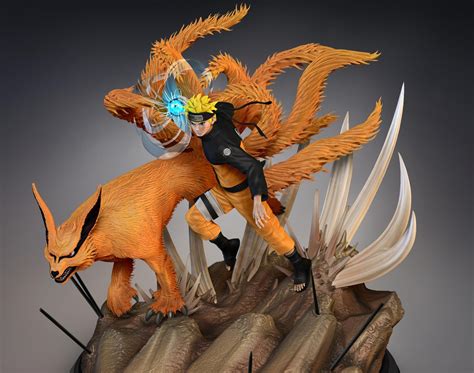 Naruto Uzumaki Rasengan With Nine Tail Demon Fox Kurama By S M Bonin