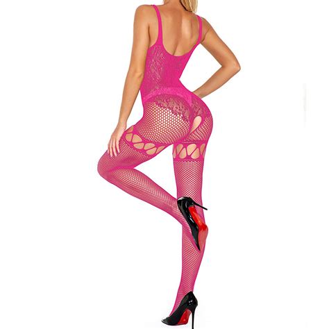 Us Womens Hollow Out Fishnet Jumpsuit Crotchless Bodysuit Bodystocking