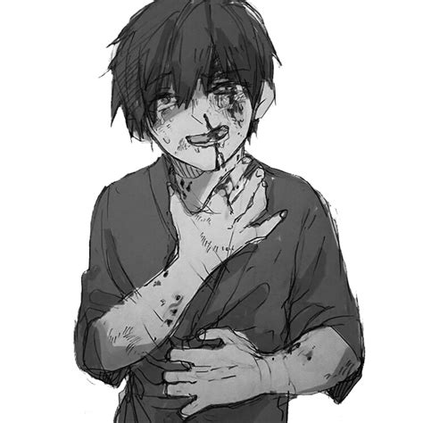 Anime boy, crying, sad, blue hair, blue eyes, water; anime animeboy sad pain edgy gore scary idk emo...