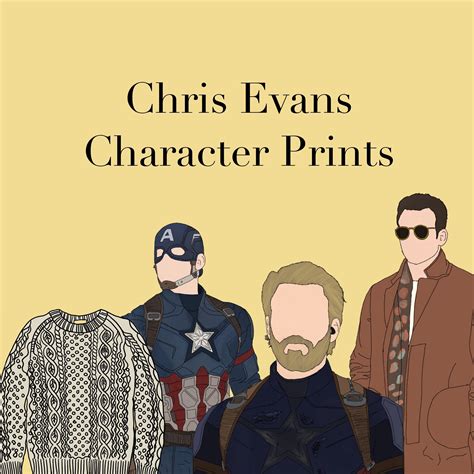 Chris Evans Character Prints Etsy Uk