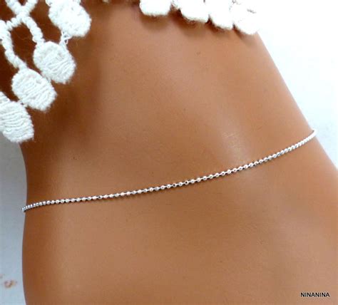 Chaine de cheville en argent 925 massif maille boule - Ninanina