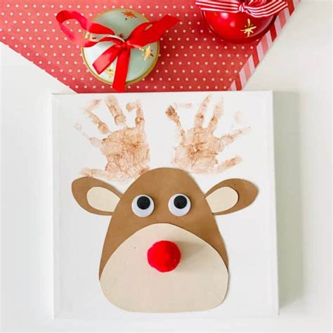 Rudolph Reindeer Handprint Art Cute Christmas Handprint Art For Kids