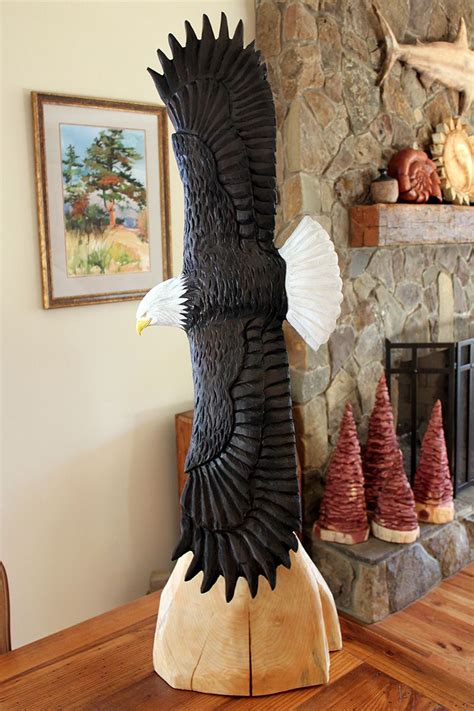 Bald Eagles Wood Carving Art Chainsaw Wood Carving Wood Sculpture